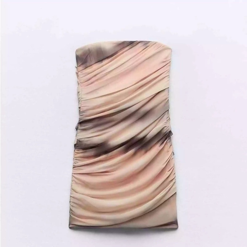 Zara Strapless Printed Tulle Corset Dress